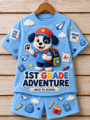 Back-To-School Season Short-Sleeve Shirt Set