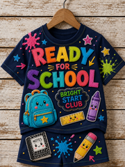 Back-To-School Season Short-Sleeve Shirt Set