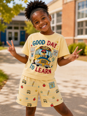 Back-To-School Season Short-Sleeve Shirt Set