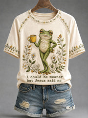 T-shirt casual stampata da donna "Potrei essere più significativa ma Gesù ha detto di no"