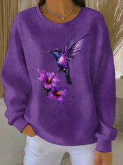 Felpa casual donna viola stampa artistica