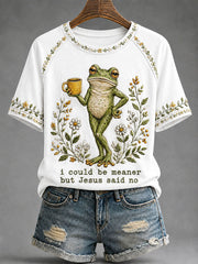 T-shirt casual stampata da donna "Potrei essere più significativa ma Gesù ha detto di no"